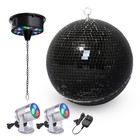 Yescom 12" Large Disco Ball with Motor and Light Rotator & 2PCS Spotlights Black — photo 1