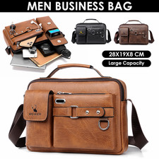 Mens Shoulder Messenger Bag PU Leather Handba...