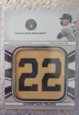 2022 Topps Series 1 - Jersey Number Medallion Relics Christian Yelich #JNM-CY