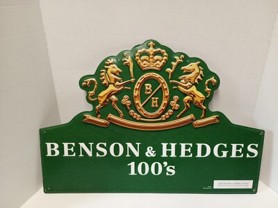 Benson & Hedges 100's Tin/Metal Wall Sign 23.5 X 16.5
