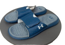 Under Armour Ignite 7 Graphic Blue Slides Sandals Womens Sz 10
