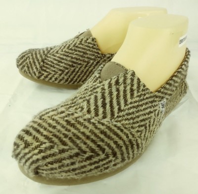 Toms Womens Shoes Flats US 6 Brown Beige Striped Knitted Slip-on Espadrilles 113