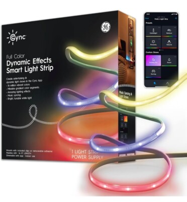 GE CYNC Dynamic Effects Smart LED Neon Shape Light Full Color 2.4GHz Wi-Fi 16 ft
