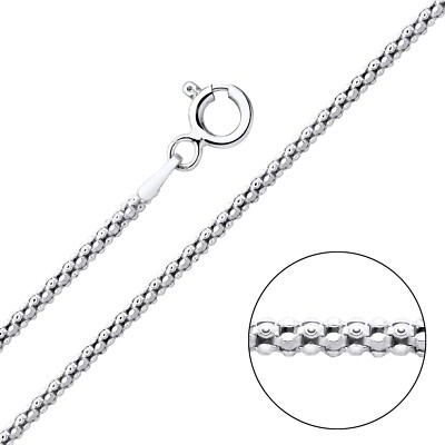 Massive 925 Sterlingsilber 1,5 mm Popcorn Kette Halskette 16 18 20 22 24 Zoll