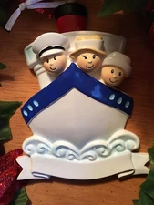 Family of 3 Cruise Ship / Boat POLARX Personalizable Christmas Tree Ornament