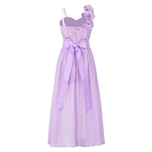 Kids Girls Sequin Pageant Prom Ball Gowns High Low Chiffon Wedding Party Dress - Picture 68 of 78