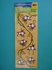 Vtg American Greetings Stickers ADORABLE BIG-EYED MONKEY (2) Sheets Sealed Pkg