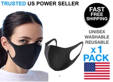 Black Face Mask Stretch Thin Cover Mouth Washable Reusable Unisex US Seller