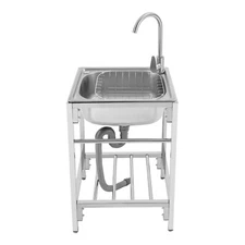 Utility Sink Free Standing Single Bowl Kitchen Sink with Faucet Integrated Mold