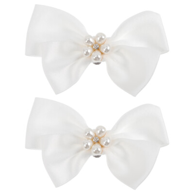 1 Pair Wedding Big Bow Shoe Clip Pearls Shoe Buckle Women Shoes Jewelry Gift