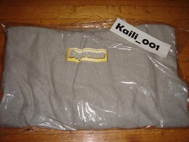Pull logo Supreme Bling taille XL gris boîte à capuche logo NF CDG PLC floral B