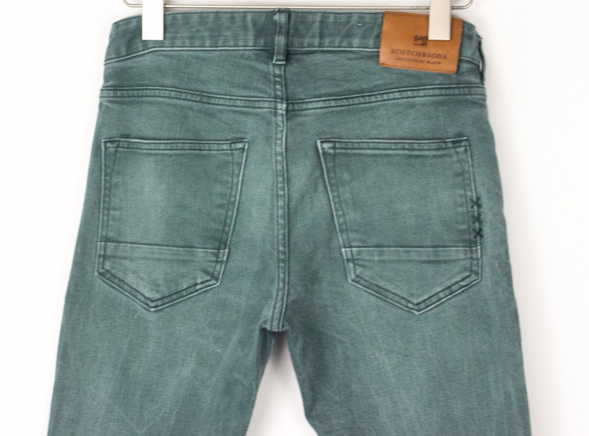 Jeans Homme Scotch & Soda Slim Stretch - Coupe Droite Taille W29 L32 - Vert - Occasion Très Bon État