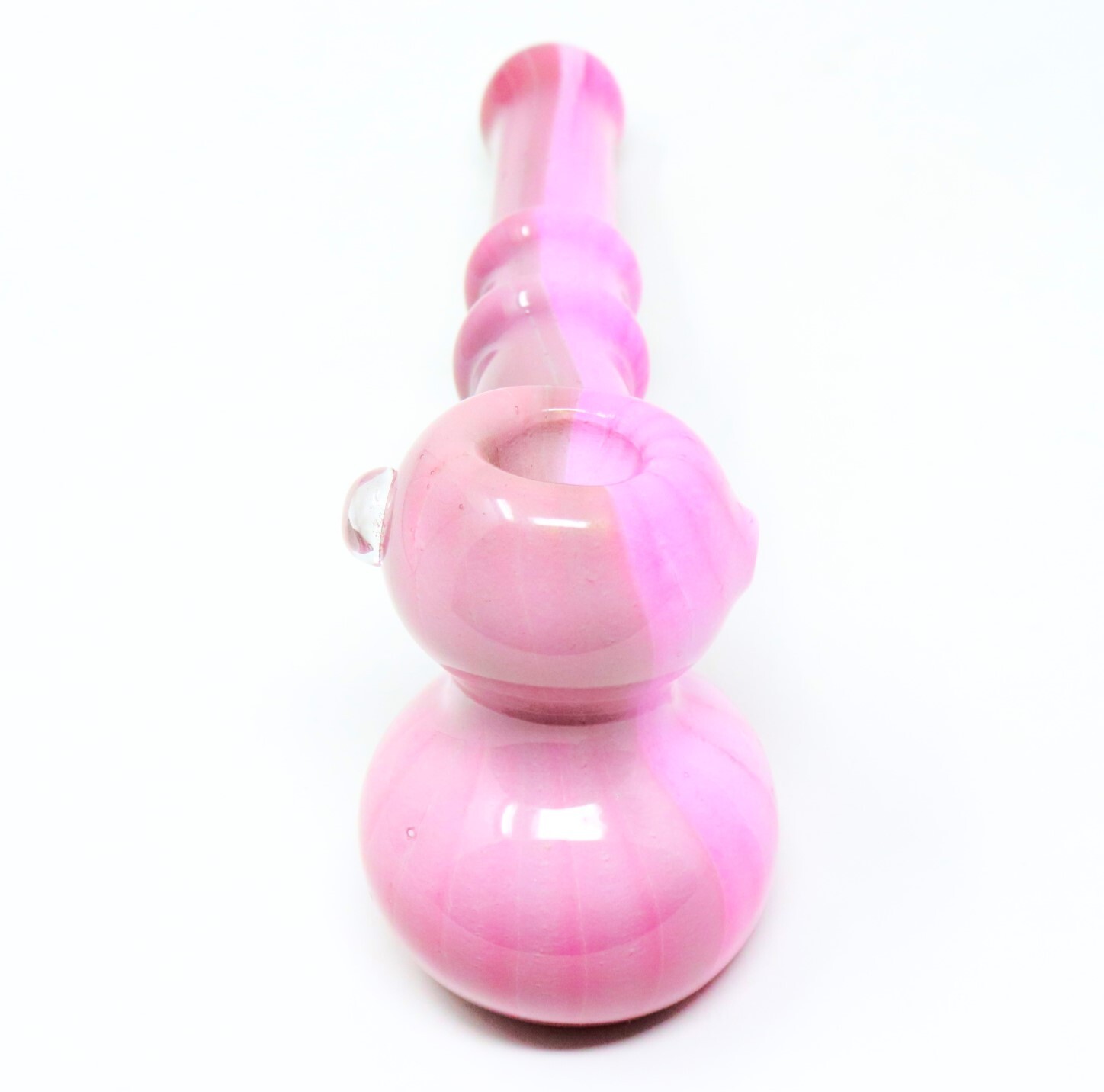 7" Latte Pink Glossy Hammer Glass Bubbler Pipe Tobacco Smoking Water Pipe THB-81