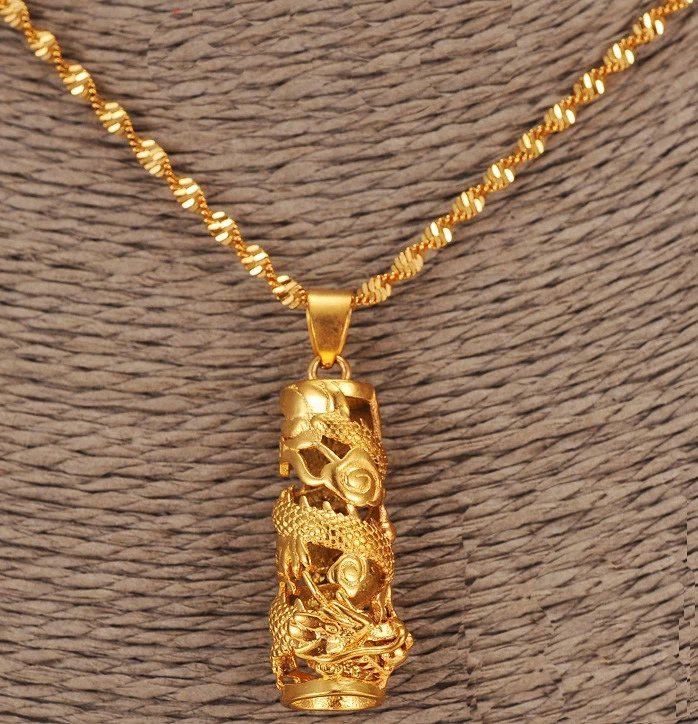 Collar de cadena colgante de dragón de 18" relleno de oro de 18 quilates para mujer Foto 4 de 4