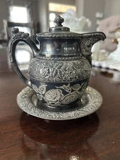 Middletown Plate Co. Quadruple Plate Floral Pitcher Creamer & Tray Stamped 1190