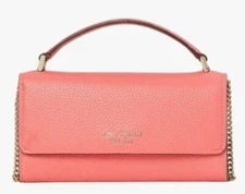 Kate Spade Roulette Top Handle Peach Leather Crossbody Chain PWR00383 NWT