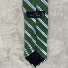 346 BROOKS BROTHERS GREEN BLUE STRIPE SILK NECKTIE TIE