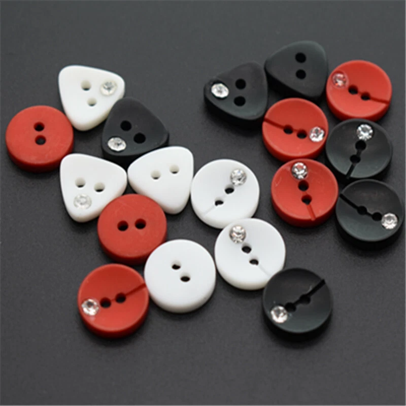 10X 2-Hole Button Plastic Diamante Small Round Triangle Sew On DIY Craft 11.5mm - Image 3 of 4