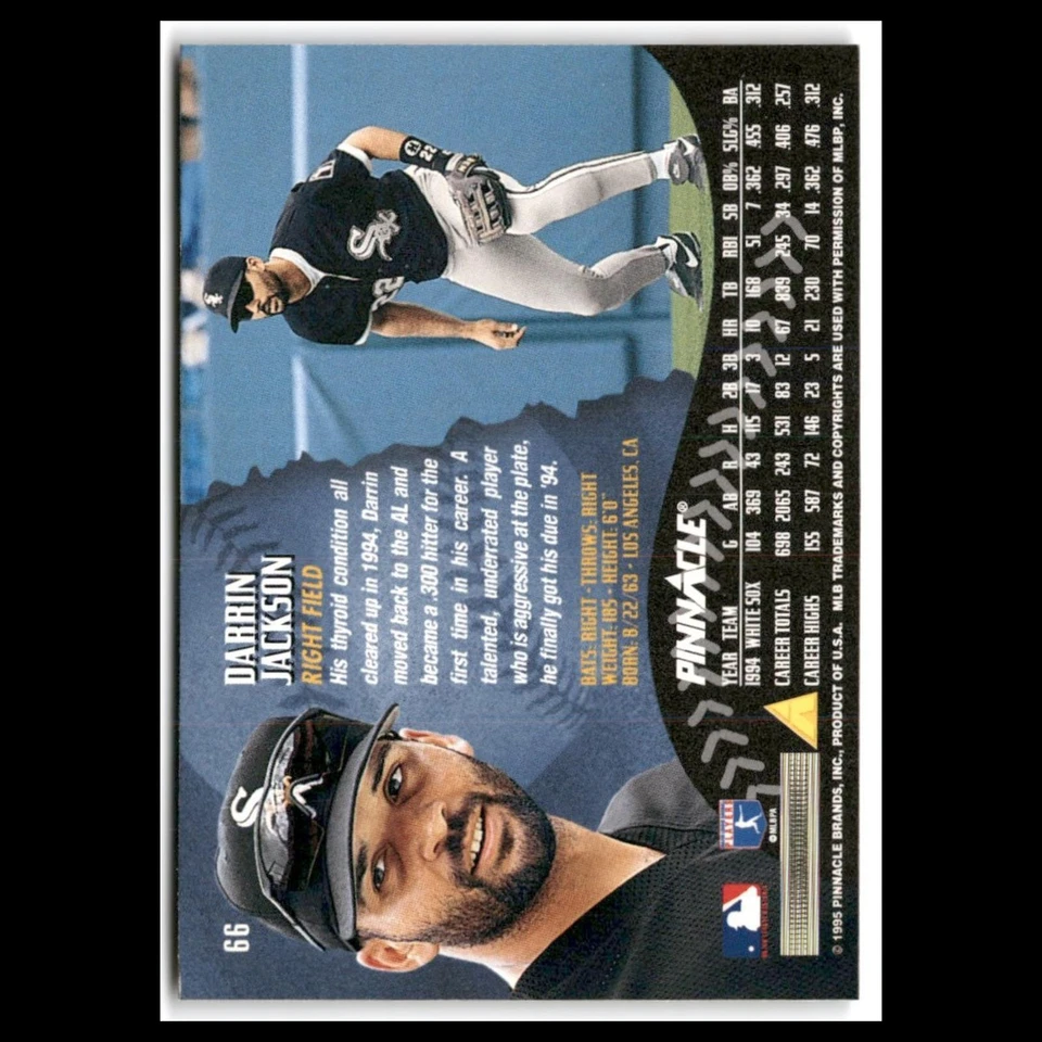 Darrin Jackson #66 1995 Pinnacle Chicago White Sox Baseball Card MLB NM - Image 2 of 3