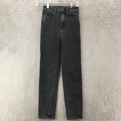 Stradivarius Mom Slim Skinny Jeans Womens Black Denim Mid