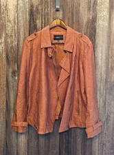 Vintage Blanc Noir Women's Faux Leather Suede Biker Jacket, Size 1X, Copper