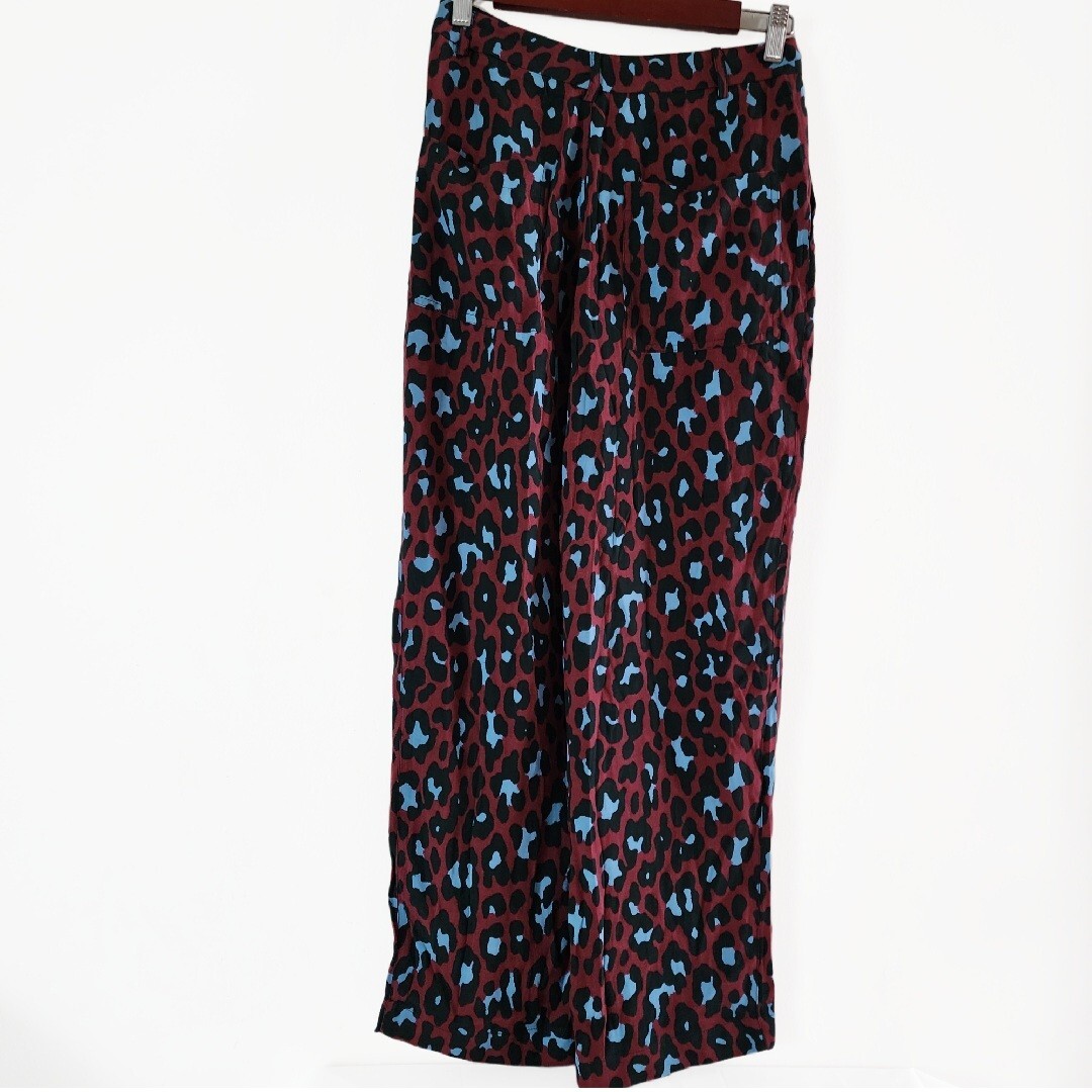 Mango MNG Casual Womens Pantalon Red Leopard Print Relaxed Pants Pleated Size 2 thumbnail 2