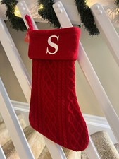 Holiday Time 17.5" Monogram Letter Initial "H" Red Knit Christmas Stocking