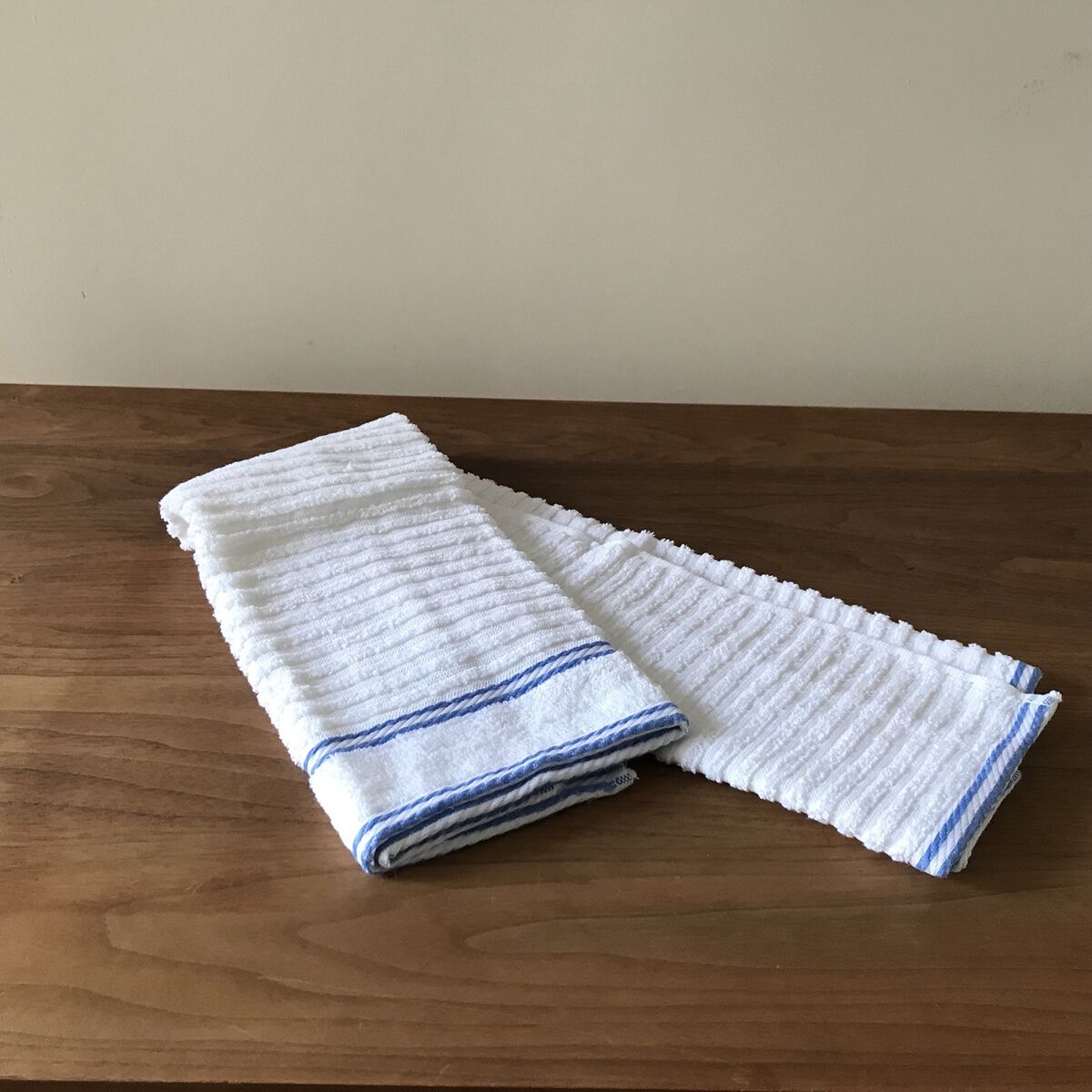 NEW Kitchen Towels- Set 2 -White Blue -100% Turkish Cotton-High
