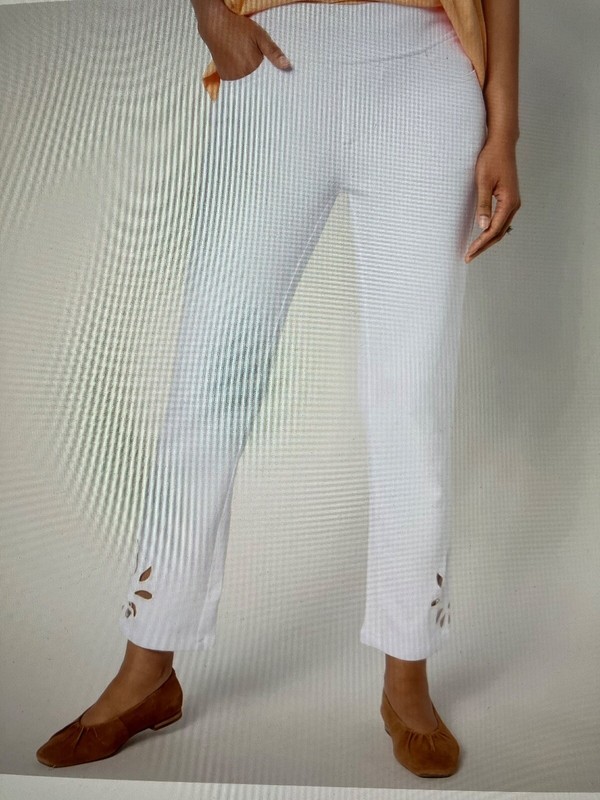 NEW Kim Gravel Belle white pants size 6P  with ankle cutouts/eyelet