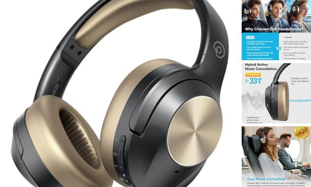 Pro-Level Hybrid ANC Headphones in HD Light Gold