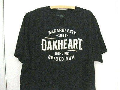 Bacardi Liquor Oakheart Genuine Spiced Rum Black T shirt Size XXL EUC Vintage