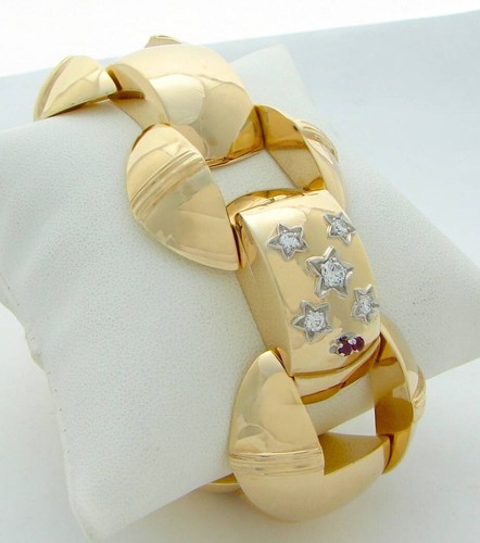 ANTIKES ART DECO DIAMANT ARMBAND ARMBANDUHR VINTAGE DIAMANT ARMREIF 118,2 GRAMM - Bild 3 von 10