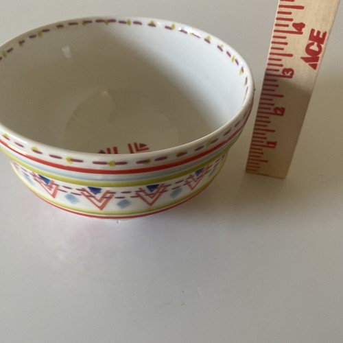 Anthropologie Fruit Cereal Bowl Bright Colors Southwestern Geometric Raised - Picture 7 of 8