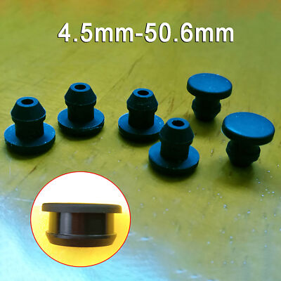Silicone Black Snap-On Hole Plugs & Caps, 4.5-50.6mm - Sealing Ends and Stoppers