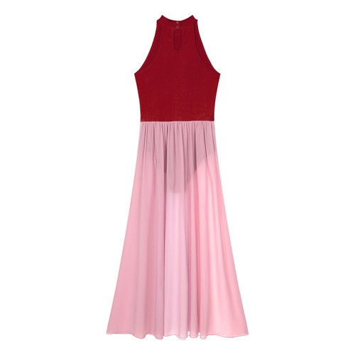 DE Damen Lyrisch Tanzkleid Ballettkleid Eiskunstlauf mit Asymmetrisch Rock - Bild 25 von 60