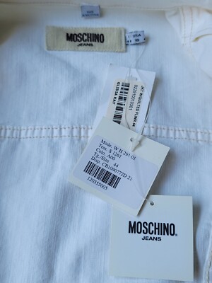Moschino Jeans Women's Denim White Cotton Flower Jacket US 6-8 IT