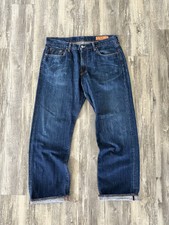 Jean Shop Co Orange Selvage Jeans Sz 35X32 Relaxed Fit Selvedge Faded