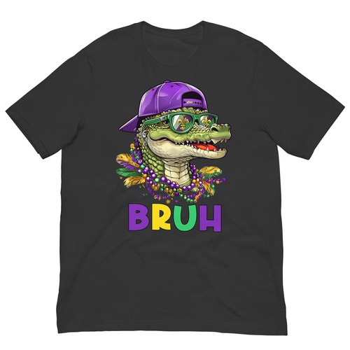 Mardigator Alligator Bruh Mardi Gras Costume Teens Boys Kids T-Shirt - Picture 10 of 16