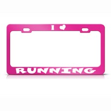 Metal License Plate Frame I Love Running Car Accessories Hot Pink
