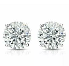 2.40 CT Round Cut VVS1/D Moissanite Earrings 14K White Gold Screwback Studs 7mm