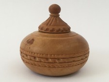 Antique Collectible Hand Craved Wooden Fine Box Decorative Beautiful Round Box