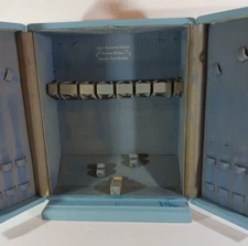 Upright 1847 ROGERS BROS FLATWARE WOOD STORAGE BOX CHEST Wardrobe Style BLUE