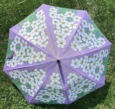 Vintage Umbrella Faux Tortoise Bakelite Handle Floral Missouri Botanical Garden