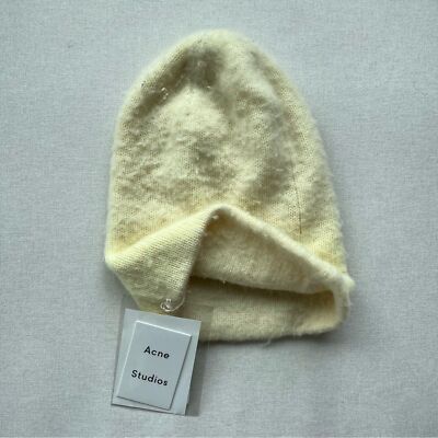 Creamy ivory buttercream Acne studios peele cashmere blend beanie