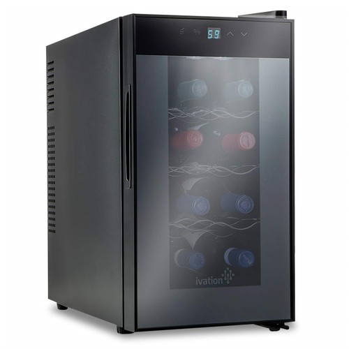 Ivation 8-Bottle Wine Fridge Freestanding, Thermoelectric Wine Cooler, Black
