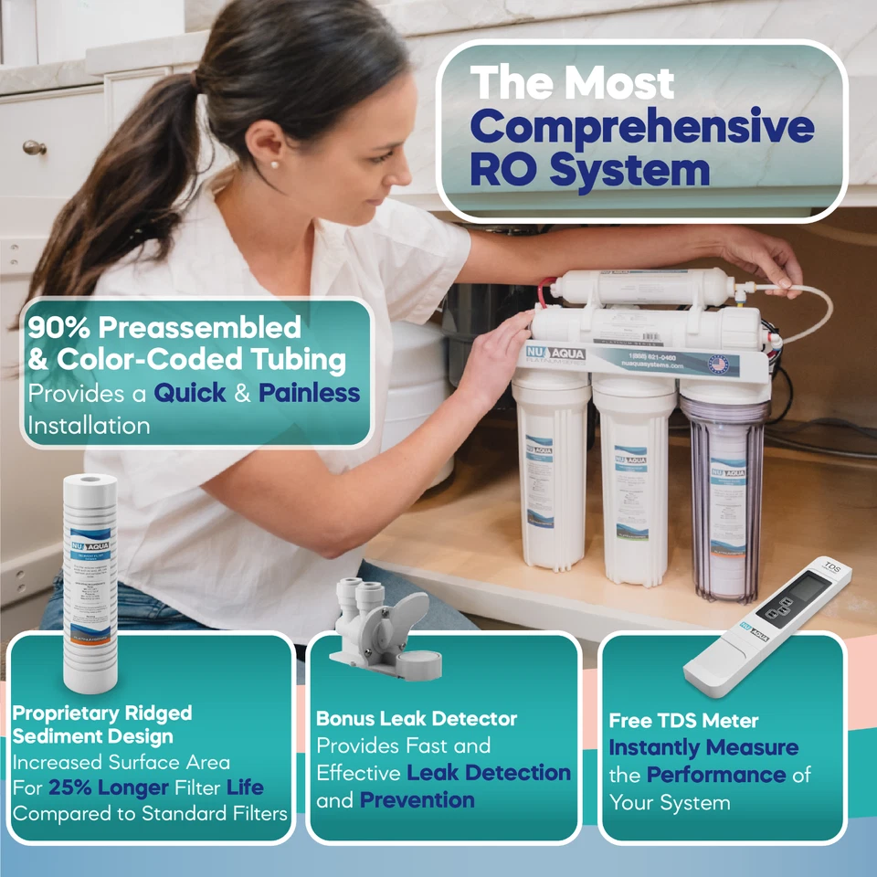 NU Aqua 100GPD Under Sink Reverse Osmosis Water Filter System - 120 Day Trial - Image 4 of 4