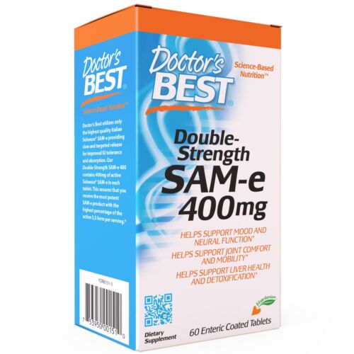 Doctor's Best SAM-e 400mg 60 Enteric Coated Tablets, Mood, Joint, Liver Support - Afbeelding 1 van 4