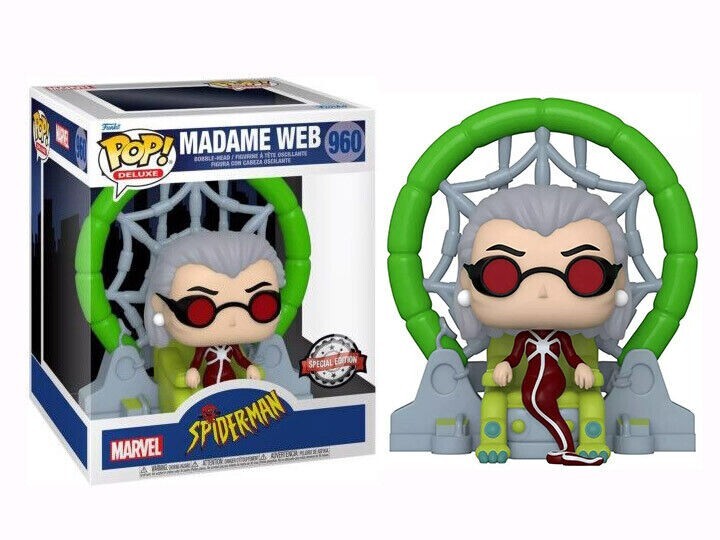 Funko Pop Deluxe Spiderman No 960 Madam Web Bobble head figure new (TF4)