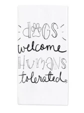 2 X New Dogs Welcome Dog Lover 25 x 15" Kitchen Dish Towel Linen Oven Stove NWT