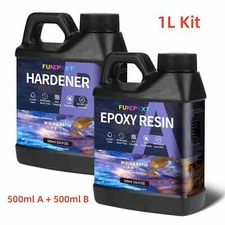 FUNEPOXY Crystal Clear Epoxy Resin Kit for Table Top Epoxy Resin - 1L Kit